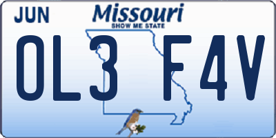 MO license plate OL3F4V