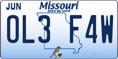 MO license plate OL3F4W