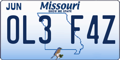 MO license plate OL3F4Z