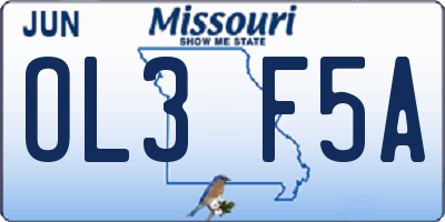 MO license plate OL3F5A