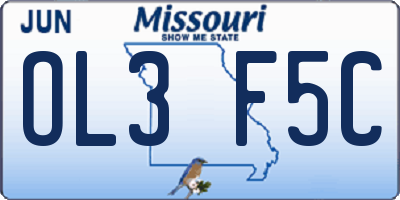 MO license plate OL3F5C