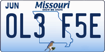 MO license plate OL3F5E