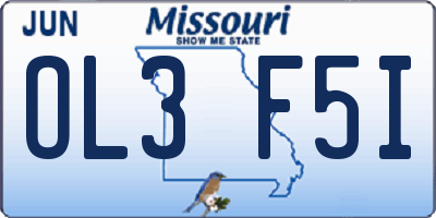 MO license plate OL3F5I