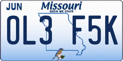 MO license plate OL3F5K