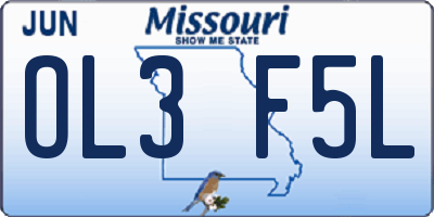 MO license plate OL3F5L
