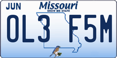 MO license plate OL3F5M