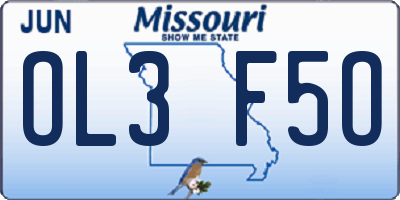 MO license plate OL3F5O