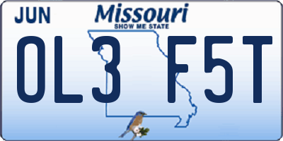 MO license plate OL3F5T
