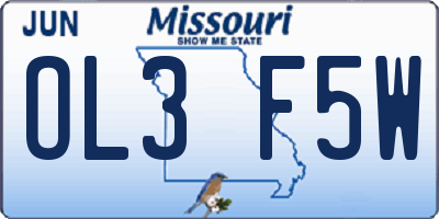 MO license plate OL3F5W
