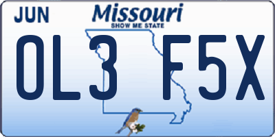 MO license plate OL3F5X