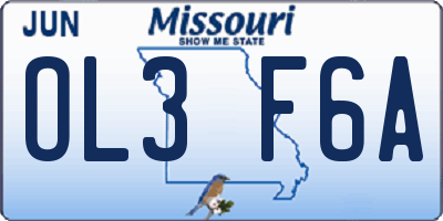 MO license plate OL3F6A