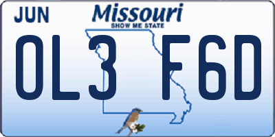 MO license plate OL3F6D