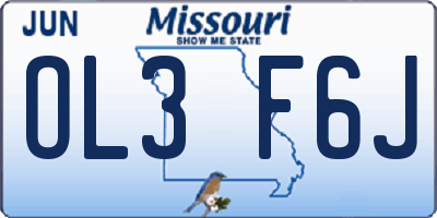 MO license plate OL3F6J