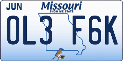 MO license plate OL3F6K