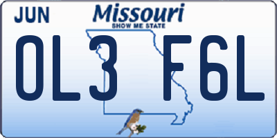 MO license plate OL3F6L