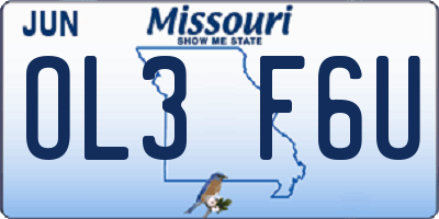 MO license plate OL3F6U