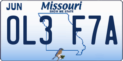 MO license plate OL3F7A