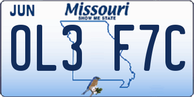 MO license plate OL3F7C