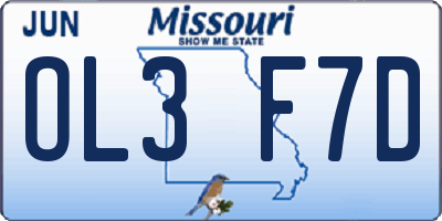 MO license plate OL3F7D