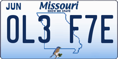 MO license plate OL3F7E