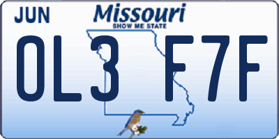 MO license plate OL3F7F