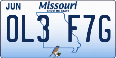 MO license plate OL3F7G