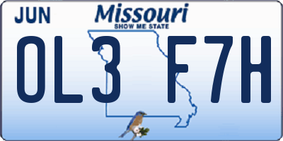 MO license plate OL3F7H