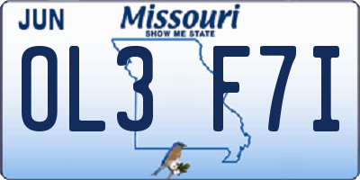 MO license plate OL3F7I