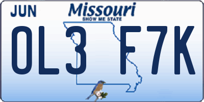 MO license plate OL3F7K