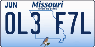 MO license plate OL3F7L