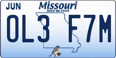 MO license plate OL3F7M