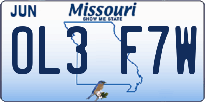 MO license plate OL3F7W