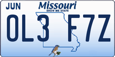 MO license plate OL3F7Z