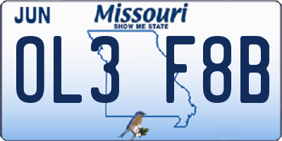 MO license plate OL3F8B