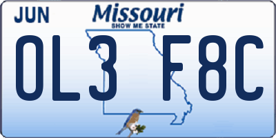 MO license plate OL3F8C