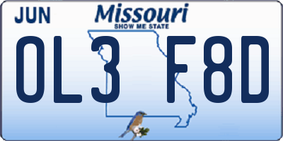 MO license plate OL3F8D