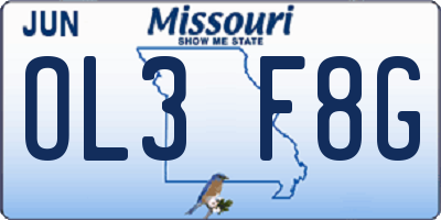 MO license plate OL3F8G