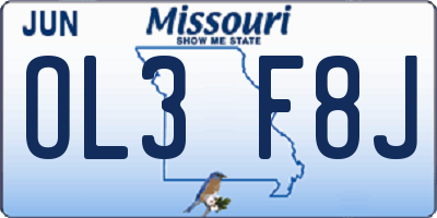 MO license plate OL3F8J