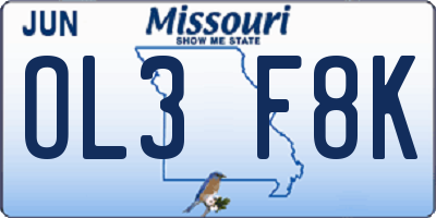 MO license plate OL3F8K