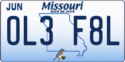 MO license plate OL3F8L