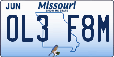 MO license plate OL3F8M