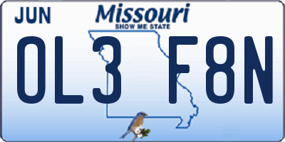 MO license plate OL3F8N
