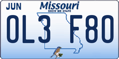 MO license plate OL3F8O