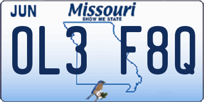 MO license plate OL3F8Q