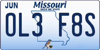 MO license plate OL3F8S