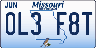 MO license plate OL3F8T