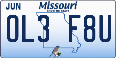MO license plate OL3F8U