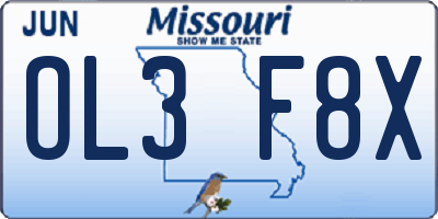 MO license plate OL3F8X
