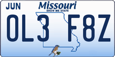 MO license plate OL3F8Z