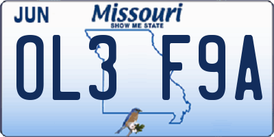 MO license plate OL3F9A